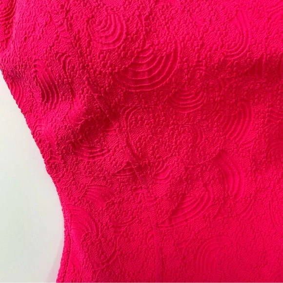 Pink Textured Vintage One Piece Swimsuit Nautical Shell Accents Made in USA 10 - Picture 6 of 12